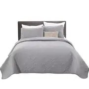 Light Grey Bedspread Coverlet Set Queen King Size Quilted Throw Rug Bedding Set