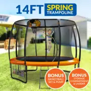 14ft Trampoline Basketball kit Free Ladder Spring Net Safety Pad Cover Round