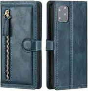 Luxury Leather Zipper Flip Wallet Case for iPhone 11 Pro MAX X XS XR 6 6s 7 8 Plus SE 2020 Card Holder Stand Phone Cover,Case,Blue,for iPhone X