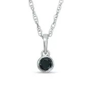 0.1 CT. Enhanced Black Natural Clarity Enhanced Solitaire Bezel-Set Pendant in 10K White Gold