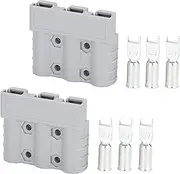 Anderson Style 3-Pin 3-Pole Battery Connector, 50 Amp 6AWG Quick Connect/Disconnect for DC-DC Chargers, Solar Panels, Trailers, 4WD, Caravans (2 pcs)