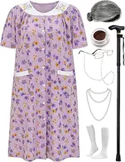 Z-Shop Old Lady Costume for Women 100 Days of School Halloween 100th Day Dress up