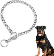 Metal Choke Chain for Dog, Durable Thick Dog Collar for Pet Outdoor Training Small Medium Large Puppy Adjustable Silver Metal Necklace, L Length 65cm Diameter 4.0mm
