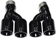 Dual Out Exhaust Tip Carbon Fiber Muffler Tip H Shape Tailtip Compatible For BMW 525i 528i 530i G30 G38 2018 5 Series Exhaust Tip Nozzle(Black)