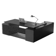 Modern Furniture PHOENIX Black Executive Desk with Left Return - Black Concrete