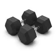 2 x 45kg Hex Rubber Coat Iron Dumbell Home Gym Strength Weight Commercial Grade