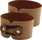 BIUDECO 2pcs Mug Case Drinks Mugs Tumbler Cup Coffee Cup Sleeve Travel Espresso Cup Portable Cup Reusable Drink Sleeves Spill Coffee Mug Heat Resistant Bottle Sleeve Pu Leather Light Brown