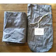 NEW Restoration Hardware Fog Gray Stonewashed Cotton Linen Twin Sheet FLAT SHEET