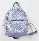 NEW TOMMY HILFIGER GRAY+SILVER LOGO METALLIC CANVAS+GOLD ACCENT,ZIP,BACKPACK,BAG