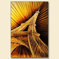 在飛比找Yahoo!奇摩拍賣優惠-昌侑藝術畫廊 金屬畫作 手繪 巴黎鐵塔 無框畫 抽像畫 現代