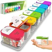 Extra Large Weekly Pill Organizer - XL Daily Pill Box - 7 Day Am Pm Pill Case Jumbo Pill Container for Supplements Big Pill Holder Twice A Day Oversized Daily Medicine Organizer for Vitamins