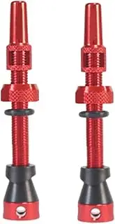 Kdjuope 2X Presta Valve Stem Tubeless Bicycle Valve Lightweight for Mountain Road Bikes with Cap Portable, Bicycle Parts, 44mm Red