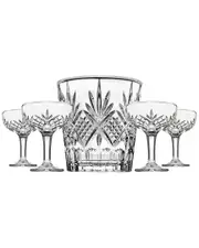 Godinger Dublin Crystal 5pc Ice Bucket & Champagne Coupe Set