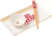 Nissin Cup of Noodles Sushi Set Plate Dipping Bowl Chop Sticks Boxed Ceramic NEW