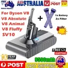 9500mAh Sony Battery For Dyson V8 SV10 Absolute Pro Animal 215867-01 + 2x Filter