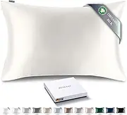 RENESSY Organic Silk Pillowcase - 100% Organic Mulberry Silk, 22 Momme, Naturally Hypoallergenic, Promotes Hair and Skin Health, 1 Piece (Standard Size 50x75 cm, Natural Silk Off-White)