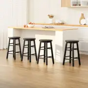 Marley Bar Stool Black 61cm Solid Beech Wood Sturdy Comfortable Seating -BKX4