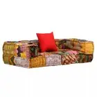 2 Seater Modular Sofa Patchwork Design Lounge Sofa Chair Pouffe Multicolour