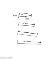HeadPins Earring Craft Jewelry Making Pendants Pins Flat Head Findings 15mm-30mm