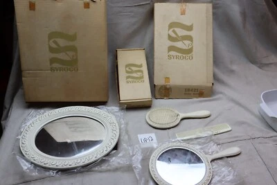 Rare Syroco Hand Mirror Brush Comb Set Vanity Mirror Tray W/ Boxes