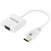 Promate Prolink-h2v HDMI (Male) to VGA (Female) Display Adaptor Kit. Supports up to 1920x1080 60Hz. Gold-Plated HDMI Connector. Supports both Windows & Mac. White Colour. [PROLINK-H2V.WHT]