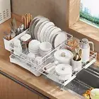 Expandable Dish Drying Rack, Over The Sink Retractable Dish Drying, Large Space