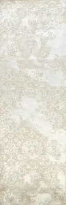 Modern Art & Craft Wool/ Silk Runner Rug BEIGE/ SILVER Handmade 2' 8" x 10' 1"
