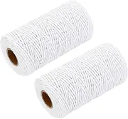 sourcing map 2pcs Cotton Rope Twisted Braided Rope Cord, White100m/109 Yard 2mm Dia for Wall Hanging, Plant Hanger, Knitting, Macrame Knotting