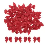 60Pcs Mini Red Ribbon Bow with Pearl 1" Ribbon Flowers Applique