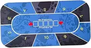 simhoa Non-Slip Poker Table Layout Mat 120x60cm Home Portable Blackjack Gambling Tabletop Mat Roll-up Rectangle Layouts Pad Accessories Blue