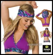 ZUMBA 2Pc.Set! Mashed Up Hooded Bra Top Great Comfort & Support + Headband S M L