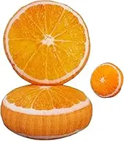 Funky Throw Pillows Fruit Design - 14x14 Inch Creative Round Orange Decorative Cushion for Sofa, Home, Tatami