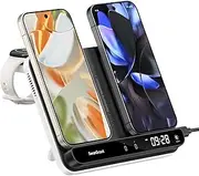 Charging Station for Pixel Watch 3/2/Fitbit Versa 4/3/Sense 2(Not for Pixel Watch 1), Dual Wireless Charger for Pixel 9 Pro/9/8 Pro/8A/7 and More, for Pixel Buds Pro 2, SwanScout 710G2