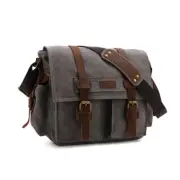 Kattee Leather Canvas Camera Bags for Men Vintage DSLR SLR Messenger Shoulder...