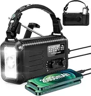 Emergency Radio, 20000mAh/ 74000mWh Weather Radio, AM/FM/NOAA Solar Hand Crank Radio, USB Charging & Rechargeable Battery Powered, Reading Lamp Flashlight Headphone Jack & SOS for Emergency (Black)