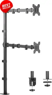 Extra Tall Vertically Stacked Dual Monitor Desk Mount Stand with 39 Inch Stand-U