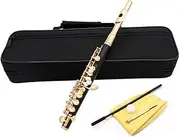 C Key Resin Piccolo，Guarantee Sound, Black Gold Piccolo Musical Instrument, For Beginner Kids Student, With Case, Tuning Rod And Cloth