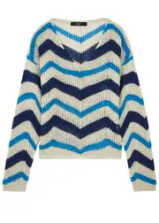 Max Mara Weekend Venusia Zigzag-intarsia Linen Jumper - Blue - XS (UK6 / XS) XS (UK6 / XS)