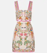 [Farm Rio] Farm Rio Floral linen minidress AU 6 pink