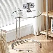 Round C Shaped End Table, Snack Side Table, End Side Couch Table with Glass, Glass Coffee Table, Height Adjustable Modern Simplicity C End Table for Sofa Coffee Laptop Living Room Bedroom (Color : C