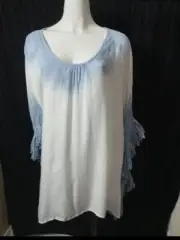 Beach Peacocks Oversized Fringe Beach Tunic Tye Dye Big Top Blouse Size Medium
