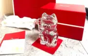 Baccarat Maneki Neko Lucky Fortune Cat Figurine Crystal Official Purchase Japan