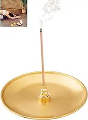 3 in 1 Incense Burner - 5.5Inch Brass Incense Holder for Incense Sticks/Coil Incense/Incense Cones - Metal Gourd-Shaped Ash Catcher，for Office Tea House Meditation, Yoga