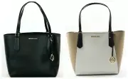 NWT$348.00 - Michael Kors Kimberly LARGE Bonded Tote Bisque/Black