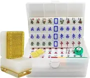 Mahjong Set 144 Tiles Travel Mahjong Set Mah Jong Table Majiang Board Chess Set Game Chinese Style Chinese Mah Jongg Set(38mm)