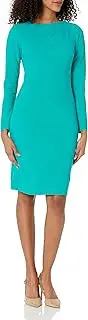 Maggy London Women's Asymmetric Neck Crepe Sheath Workwear Office Career Desk to Dinner Event Occasion Guest of
