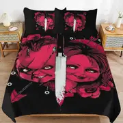 a1596 Bride of Chucky Duvet Cover Set, 3 Piece Bedding Set 86x70" Double Sided Printing Decorative Comforter Cover Set (1 Duvet Cover + 2 Pillow Shams