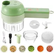 Electric Mini Food Chopper Garlic Chopper, 4 in 1 Vegetable Cutter Handheld, Portable Small Wireless Food Processor, USB Charging Multifunctional Food Slicer for Onion Garlic Pepper Vegetable
