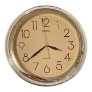 New Seiko Quartz Round Gold Plastic Wall Clock Beige Face QXA236CR 29cm In Box