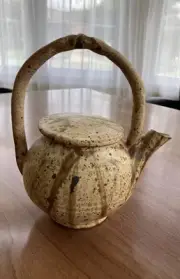 Art Studio Pottery Teapot Signed Handcrafted w/ Lid + Handle Unique